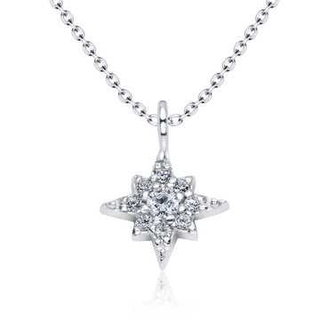 Sparkling Star CZ Motive 925 Silver Necklace SPE-3109